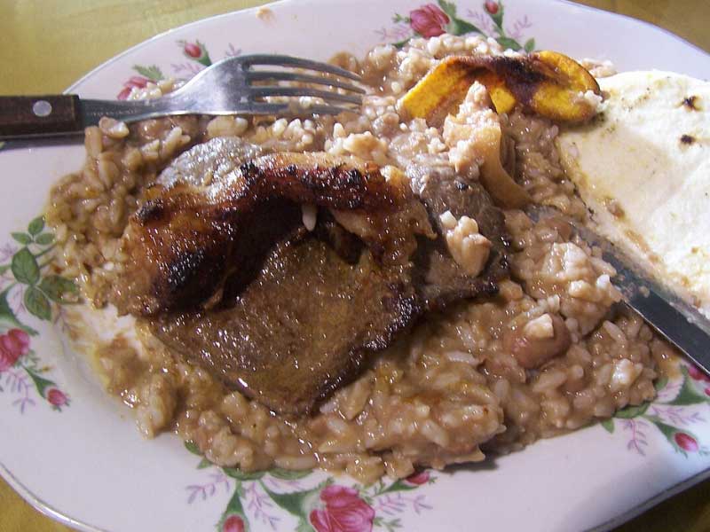 A plate of calentado with a fork.