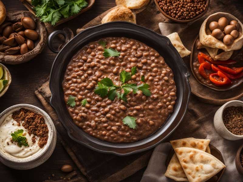 A bowl of Ful Medames from Cairo Egypt .