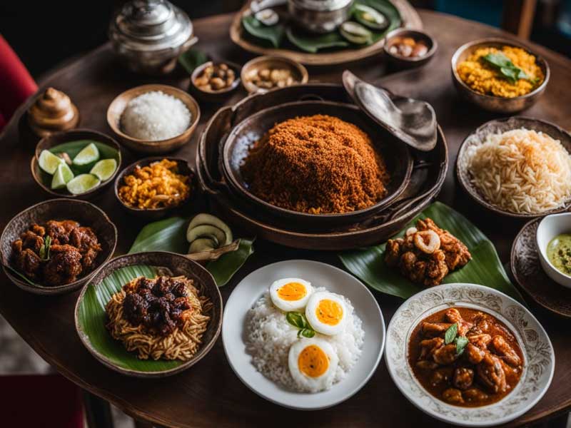 A table with Kuala Lumpur Malaysia Brunch Examples on it.